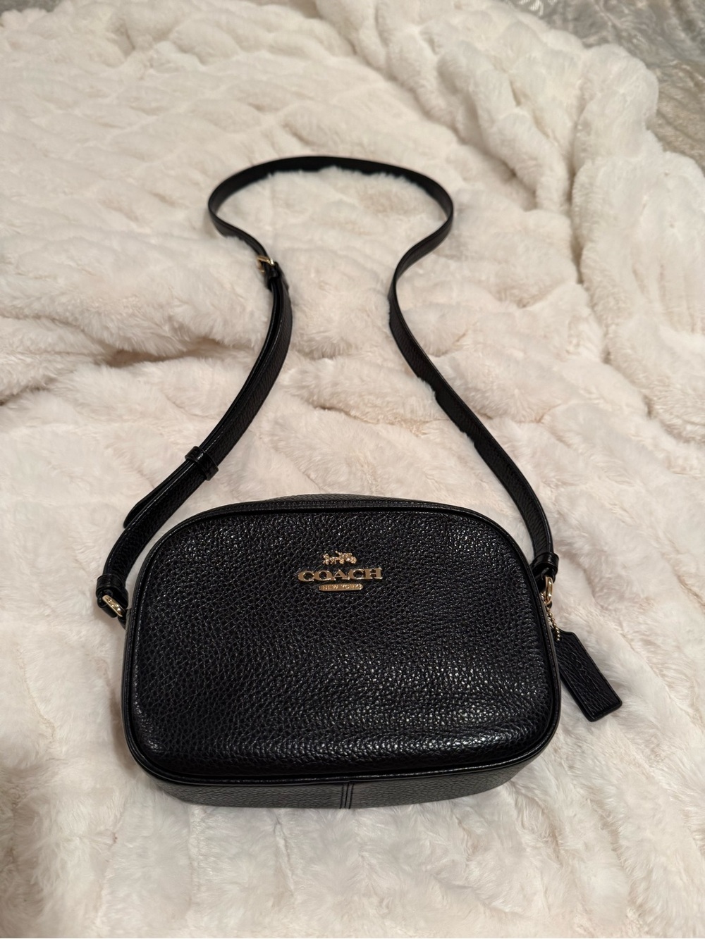 Coach Black Pebbled Leather Crossbody Bag with Gold Hardware